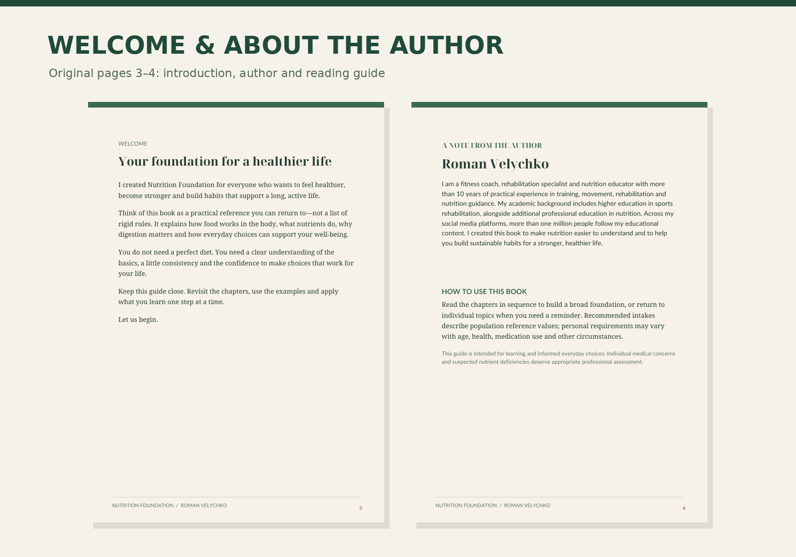 Nutrition Foundation welcome and author pages