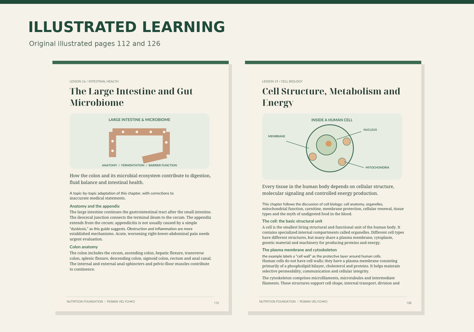 Microbiome and cell structure illustrated pages